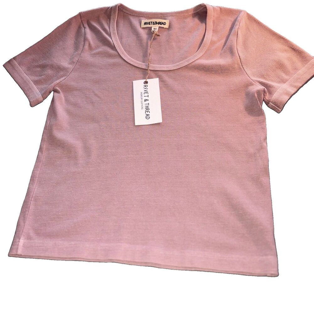 NWT Rose Knit T-Shirt Women M Stretch Scoop Neck Short Sleeve Soft Girl - Picture 3 of 6